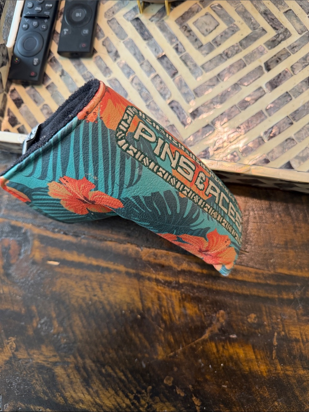 Pins and Aces Floral Hawaiian Bagger Headcover in Teal & Orange